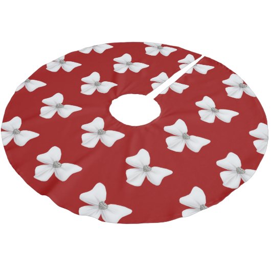 White Bow Weihnachtsbaumrock Polyester Weihnachtsbaumdecke (Schrägansicht)