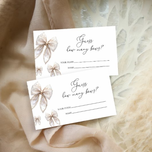 White Bow Wie viele Bows Baby Showspiel Begleitkarte