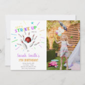 White Bowling Geburtstagseinladungen mit Foto Einladung (Vorderseite)