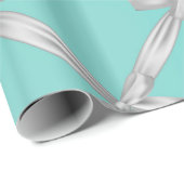 White Bows Türkis Robin's Egg Blue Brautparty Geschenkpapier (Rolleneckpunkt)