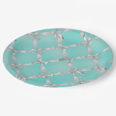White Bows Türkis Robin's Egg Blue Brautparty Pappteller (Schrägansicht)