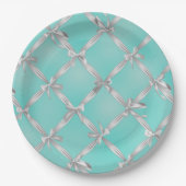 White Bows Türkis Robin's Egg Blue Brautparty Pappteller (Vorderseite)