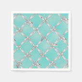 White Bows Türkis Robin's Egg Blue Brautparty Serviette (Vorderseite)