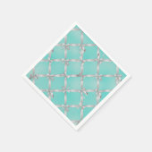 White Bows Türkis Robin's Egg Blue Brautparty Serviette (Ecke)