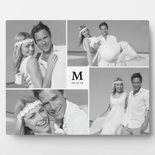 White Box Timeless Monogram Wedding Foto Easel Fotoplatte (Vorderseite)