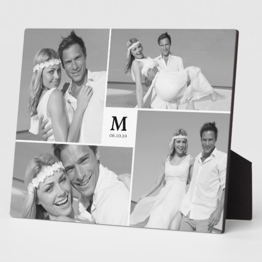 White Box Timeless Monogram Wedding Foto Easel Fotoplatte (Seite)