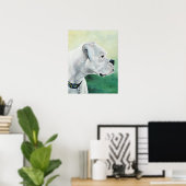 White Boxer Dog Art Print Poster (Heimbüro)