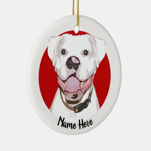 White Boxer Dog Christmas Ornament (Rechts)