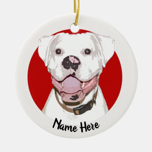 White Boxer Dog Christmas Ornament (Vorne)
