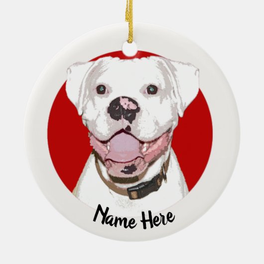 White Boxer Dog Christmas Ornament (Hinten)
