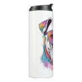 White Boxer Dog Pop Art mit Sonnenbrille Thermosbecher (Nach links gedreht)