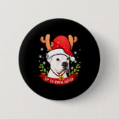 White Boxer Dog Reindeer Christmas Gift Boys Girls Button (Vorderseite)