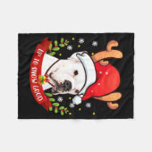 White Boxer Dog Reindeer Christmas Gift Boys Girls Fleecedecke (Vorderseite (Horizontal))