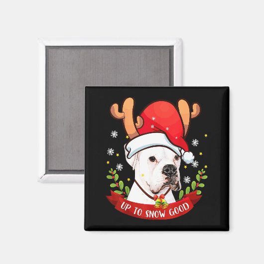 White Boxer Dog Reindeer Christmas Gift Boys Girls Magnet (Vorderseite/Rückseite)