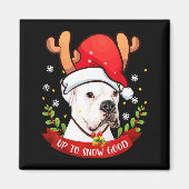 White Boxer Dog Reindeer Christmas Gift Boys Girls Magnet (Vorne)