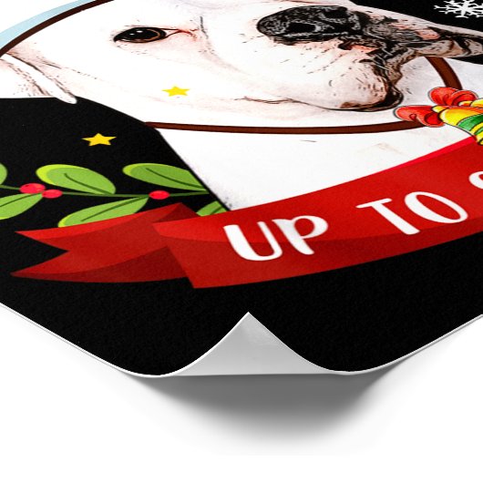 White Boxer Dog Reindeer Christmas Gift Boys Girls Poster (Ecke)