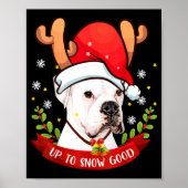 White Boxer Dog Reindeer Christmas Gift Boys Girls Poster (Vorne)