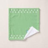 White Boxer Dog Themed Badezimmerdekor - Grün Badhandtuch Set (Waschlappen)