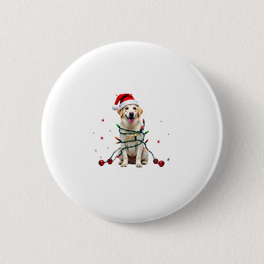 White Boxer Dog Ugly Christmas Sweater Funny Xmas Button (Vorderseite)