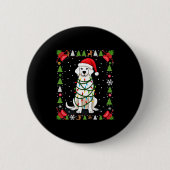 White Boxer Dog Ugly Christmas Sweater Funny Xmas  Button (Vorderseite)