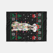 White Boxer Dog Ugly Christmas Sweater Funny Xmas Fleecedecke (Vorderseite (Horizontal))