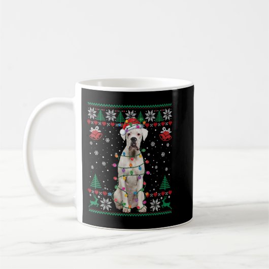 White Boxer Dog Ugly Christmas Sweater Funny Xmas Kaffeetasse (Links)