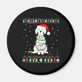 White Boxer Dog Ugly Christmas Sweater Funny Xmas Magnet (Vorne)