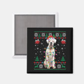 White Boxer Dog Ugly Christmas Sweater Funny Xmas Magnet (Vorderseite/Rückseite)