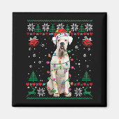 White Boxer Dog Ugly Christmas Sweater Funny Xmas Magnet (Vorne)