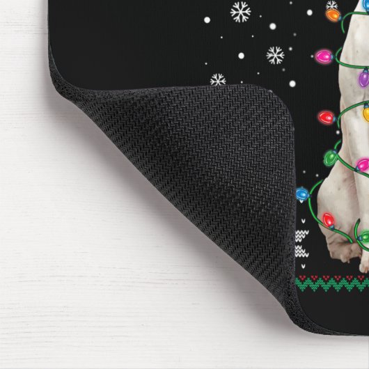 White Boxer Dog Ugly Christmas Sweater Funny Xmas  Mousepad (Ecke)