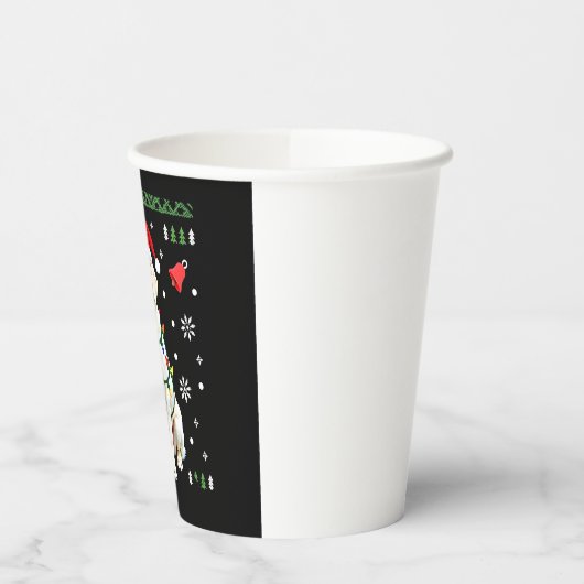 White Boxer Dog Ugly Christmas Sweater Funny Xmas Pappbecher (Links)