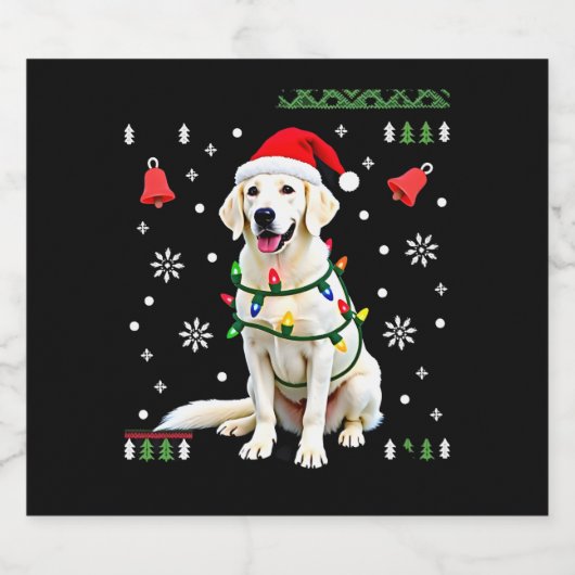 White Boxer Dog Ugly Christmas Sweater Funny Xmas  Schaumweinetikett (Einzelnes Label)