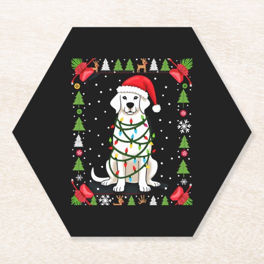 White Boxer Dog Ugly Christmas Sweater Funny Xmas Untersetzer (Vorderseite)