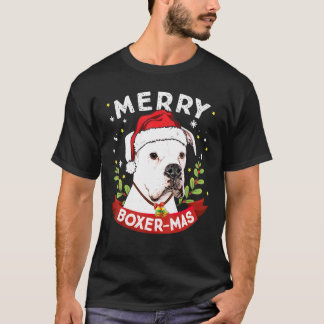 White Boxer Dog Weihnachtsjunge Mädchen Kinder T-Shirt