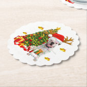 White Boxer Dog Weihnachtsleuchten Weihnachtsmannm Untersetzer (angewinkelt)