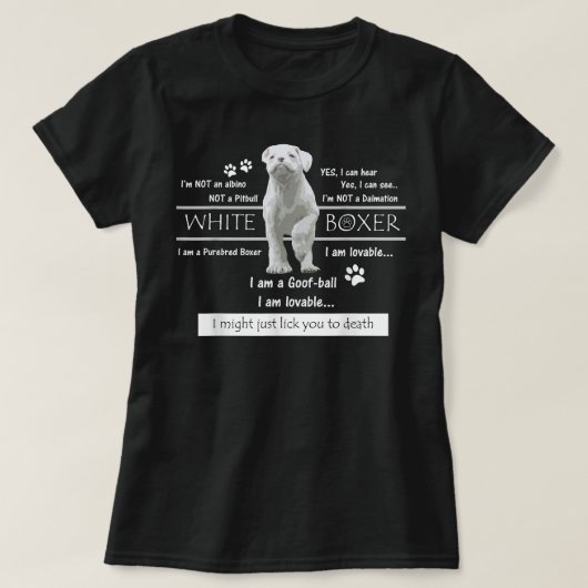 White Boxer Fakten T-Shirt (Design vorne)