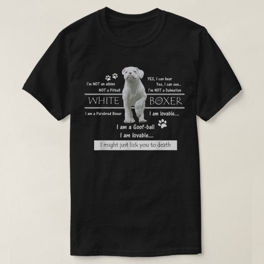 White Boxer Fakten T-Shirt (Design vorne)