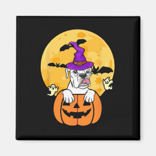White Boxer Hexenhund Lover Halloween Kostüm Magnet
