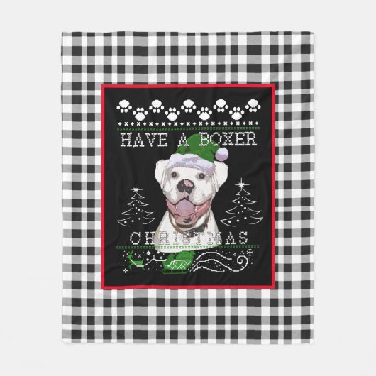 White Boxer-Hund-Theme Fleecedecke (Vorderseite)