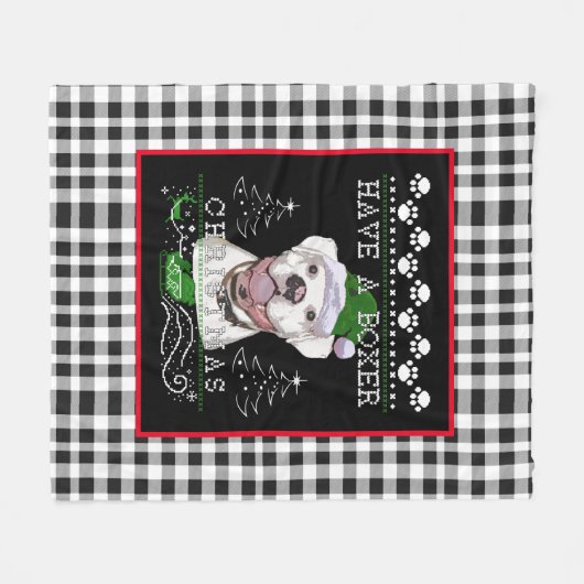 White Boxer-Hund-Theme Fleecedecke (Vorderseite (Horizontal))