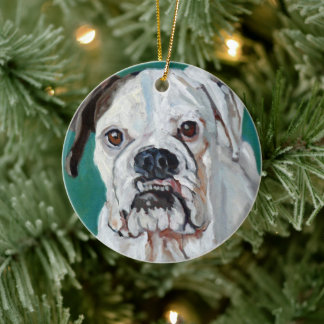 White Boxer Hund Weihnachtsschmuck
