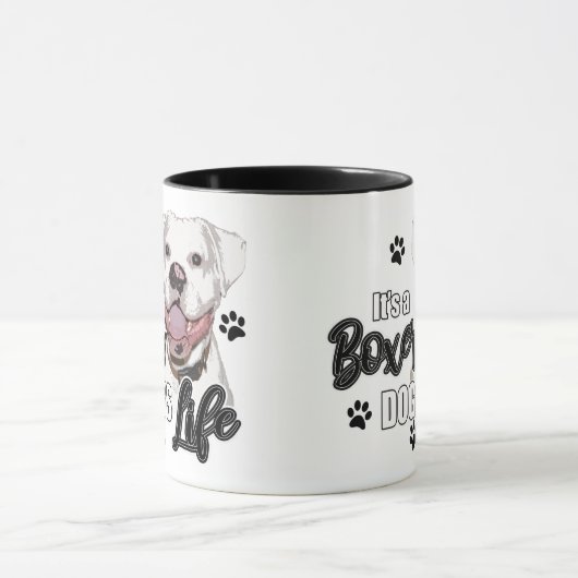 White Boxer Hunde Kaffee Cut Tasse (Zentrum)