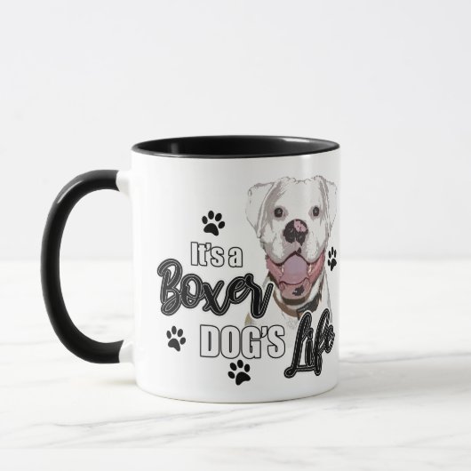 White Boxer Hunde Kaffee Cut Tasse (Links)