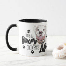 White Boxer Hunde Kaffee Cut