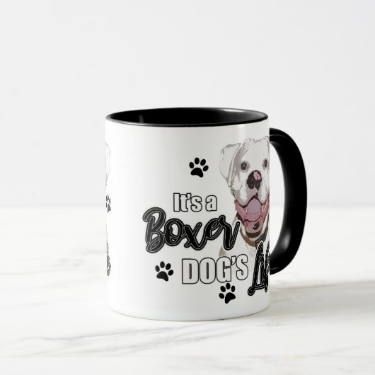 White Boxer Hunde Kaffee Cut Tasse (VorderseiteRechts)