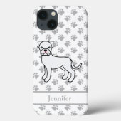 White Boxer Niedlicher Cartoon Dog & Name Case-Mate iPhone Hülle (Rückseite)