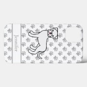 White Boxer Niedlicher Cartoon Dog & Name Case-Mate iPhone Hülle (Rückseite (Horizontal))