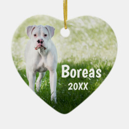 White Boxer Personalisierter Weihnachtslieder Keramik Ornament