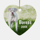 White Boxer Personalisierter Weihnachtslieder Keramik Ornament (Hinten)