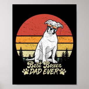 White Boxer Vater Ever Vintager Retro Hund-Vaterta Poster